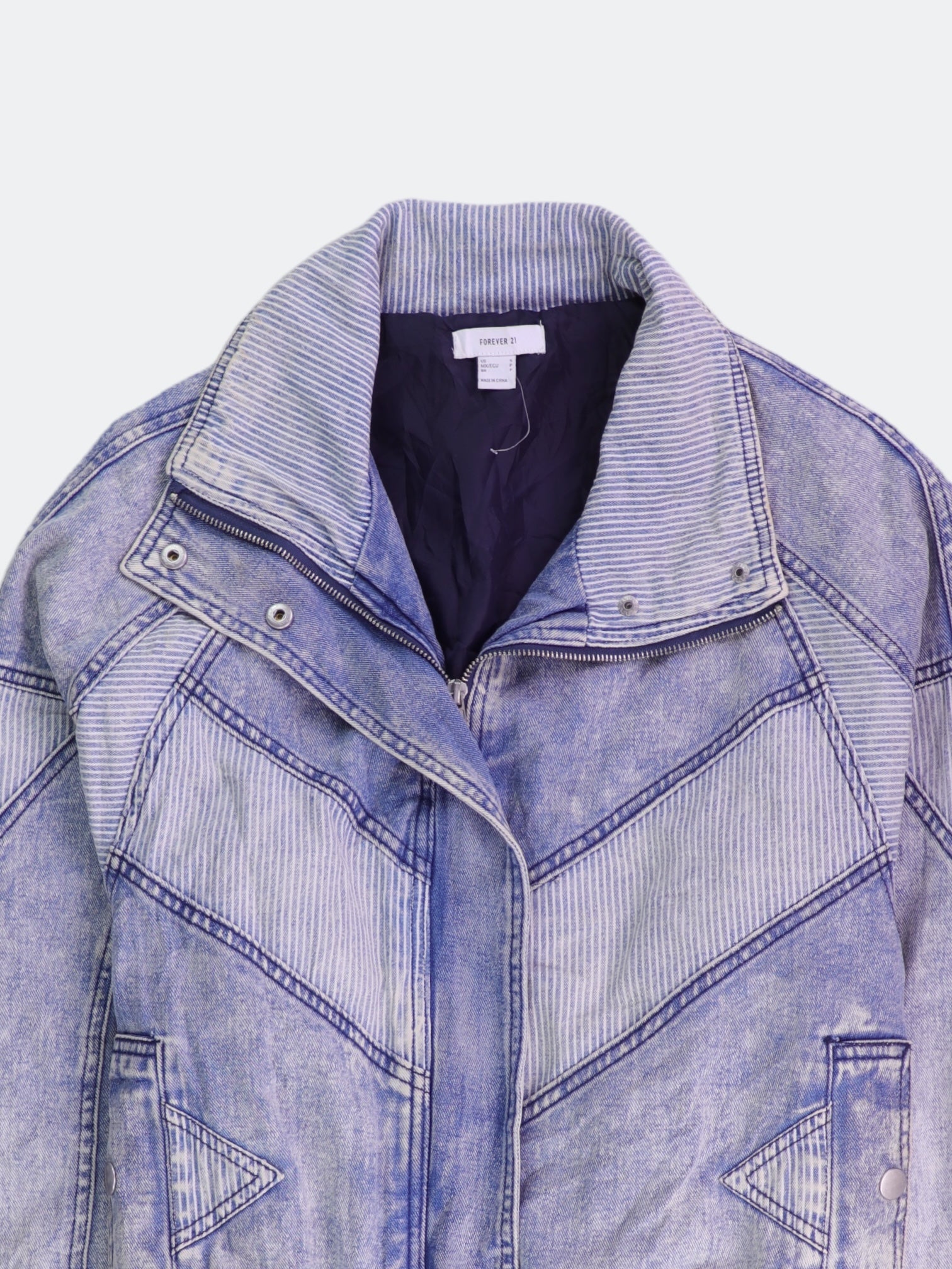 Forever 21 Chaqueta Bomber  Denim - Mujer - Small