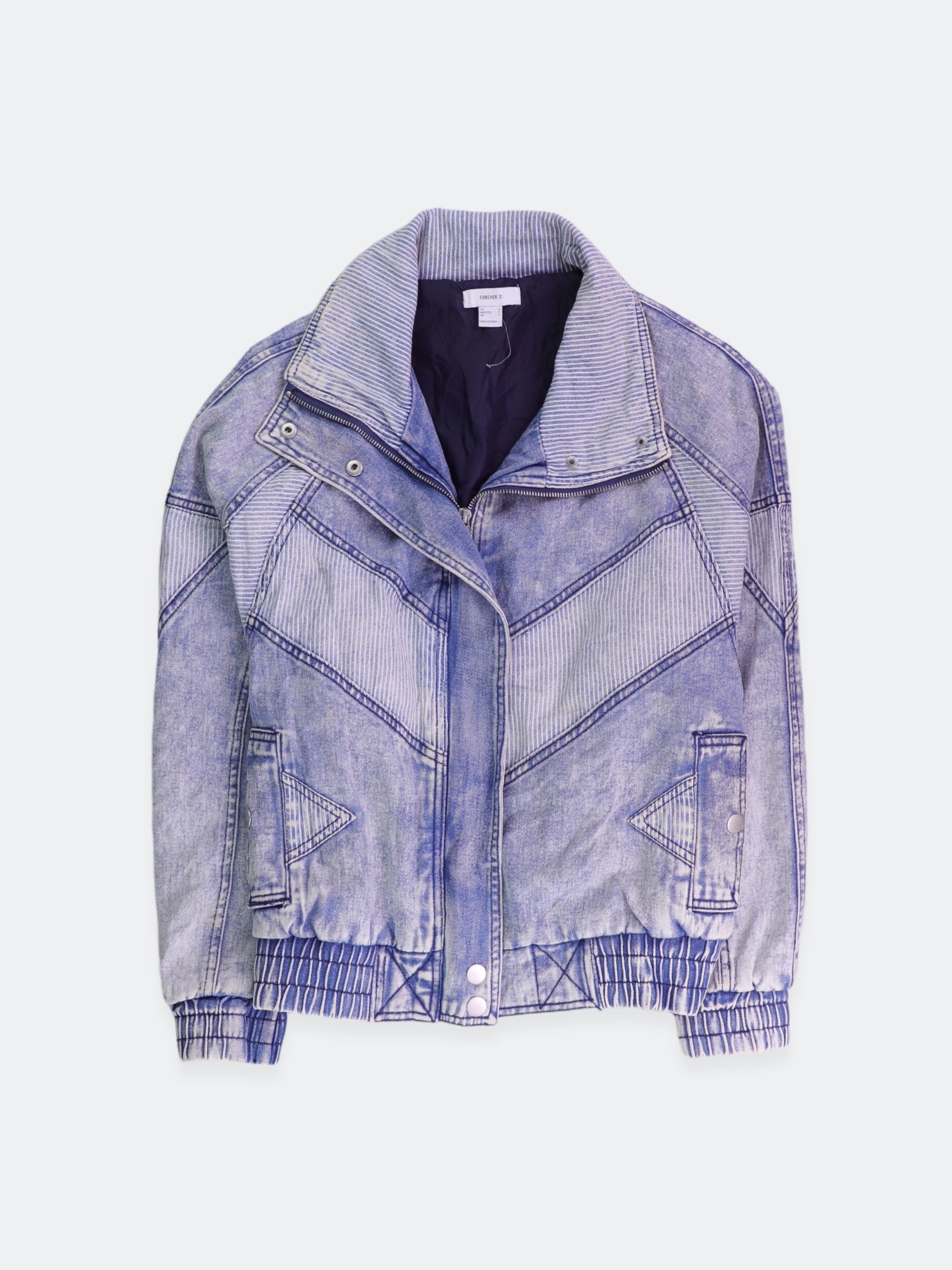 Forever 21 Chaqueta Bomber  Denim - Mujer - Small