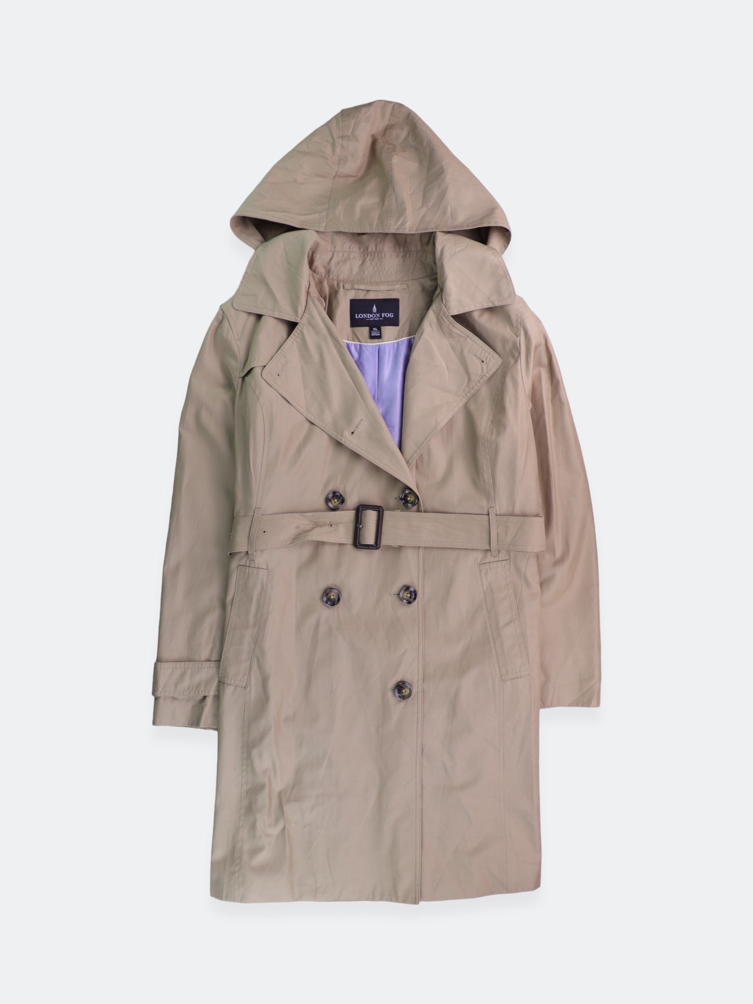 LONDON FOG Abrigo Trench Coat Largo - Mujer - XL